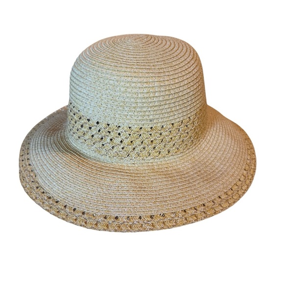 NWOT Giani Bernini Cloche Woven Straw Sun Hat OS Paper Straw Vacation Beach - Picture 11 of 11